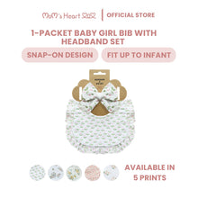 Load image into Gallery viewer, Baby Girl Bib with Headband Set (1 Packet)