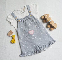Load image into Gallery viewer, Becca Heart Dungaree Set