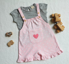 Load image into Gallery viewer, Becca Heart Dungaree Set