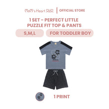 Load image into Gallery viewer, Baby Boy (1 Set) Puzzle Top &amp; Shorts
