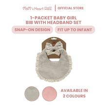 Load image into Gallery viewer, Baby Girl Bib with Headband Set (1 Packet)

