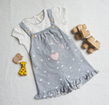 Load image into Gallery viewer, Becca Heart Dungaree Set
