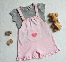 Load image into Gallery viewer, Becca Heart Dungaree Set
